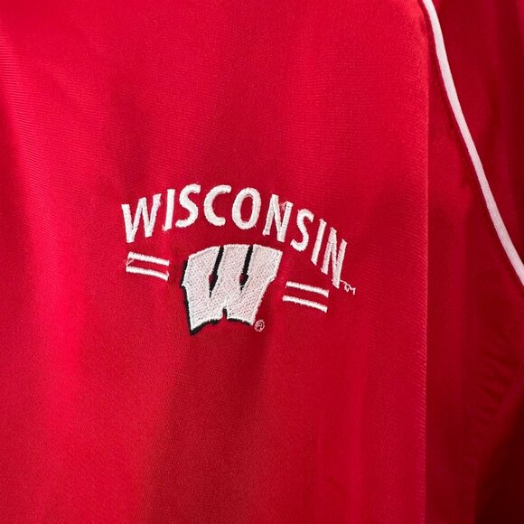 UW University Wisconsin Track Jacket 2XL Badgers Red Zip Embroidered Mock Neck - Picture 5 of 6